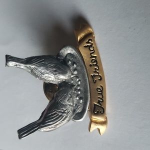 Vintage True Friends Bird Pin Bronze and Pewter